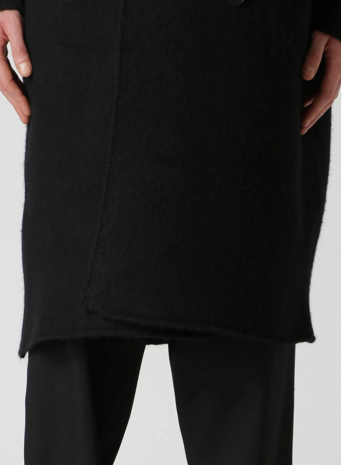 3G WOOL FELT FULLED SHAWL COLLAR COAT