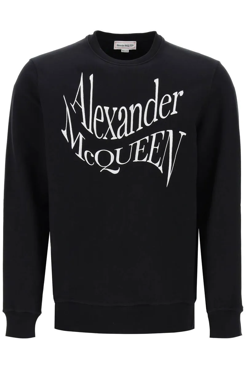 Alexander McQueen    Alexander Mcqueen Warped Logo Sweatshirt