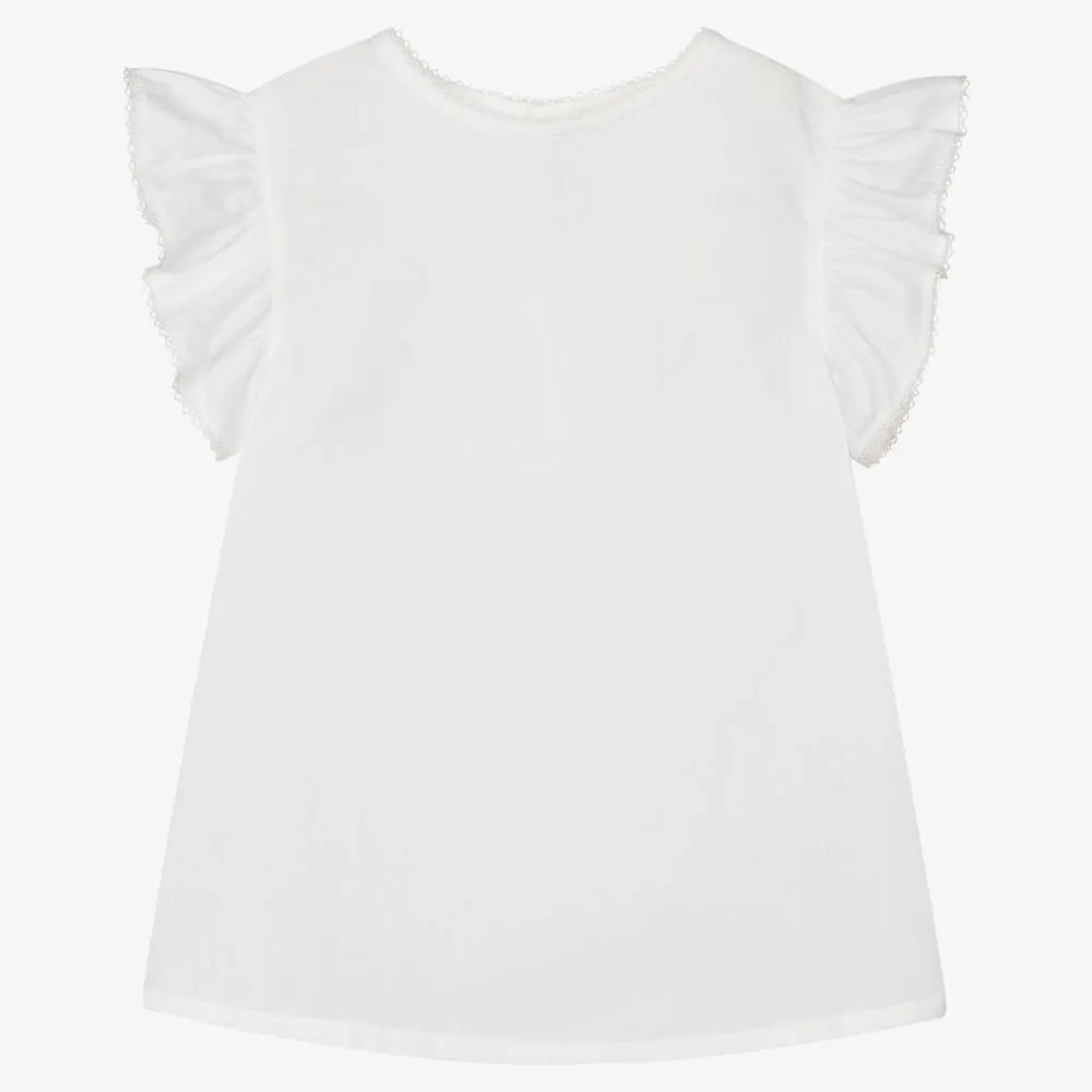 Girls White Cotton Blouse