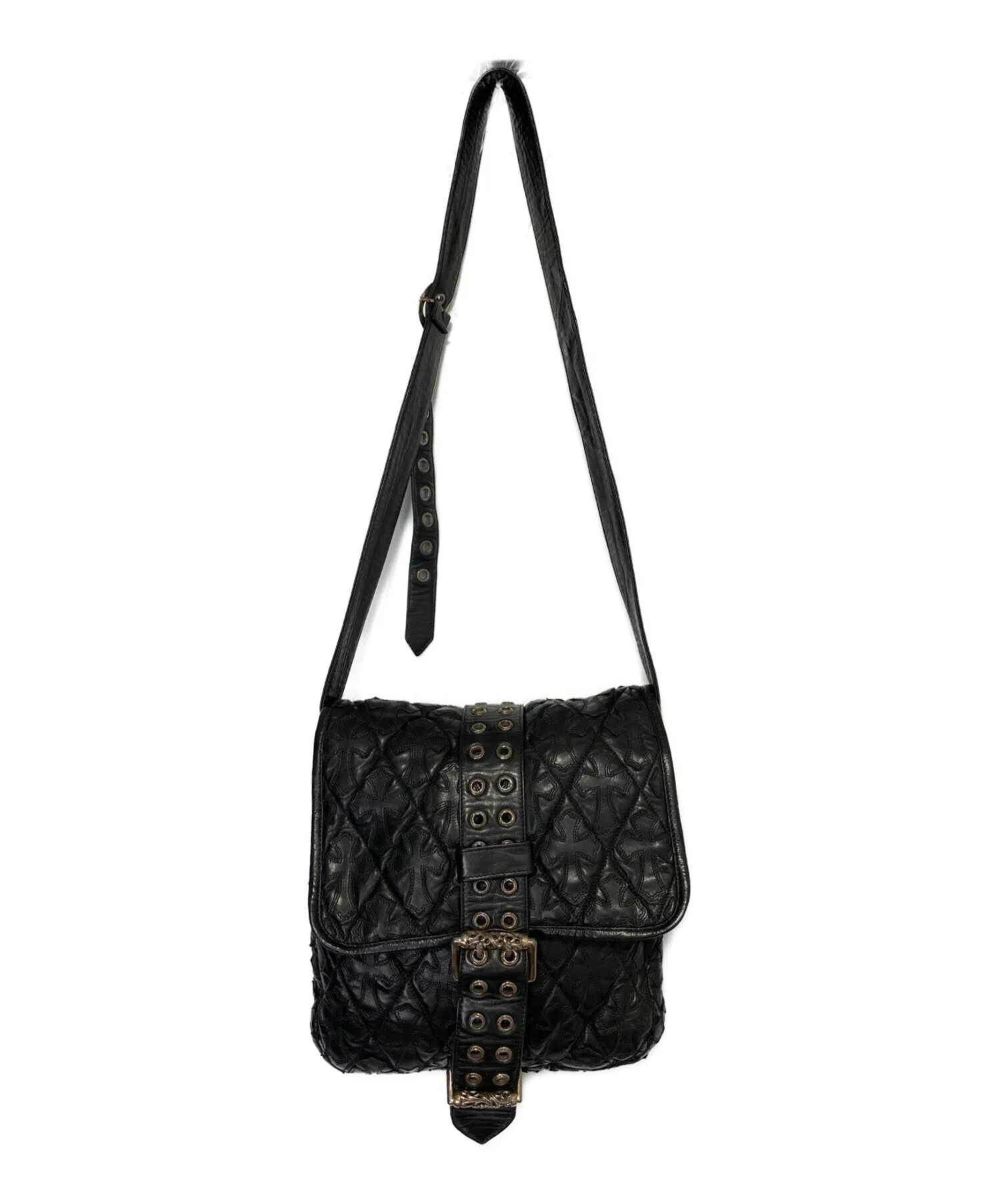 [Pre-owned] CHROME HEARTS G-Bender Cemetery Cross Patch Leather Bag