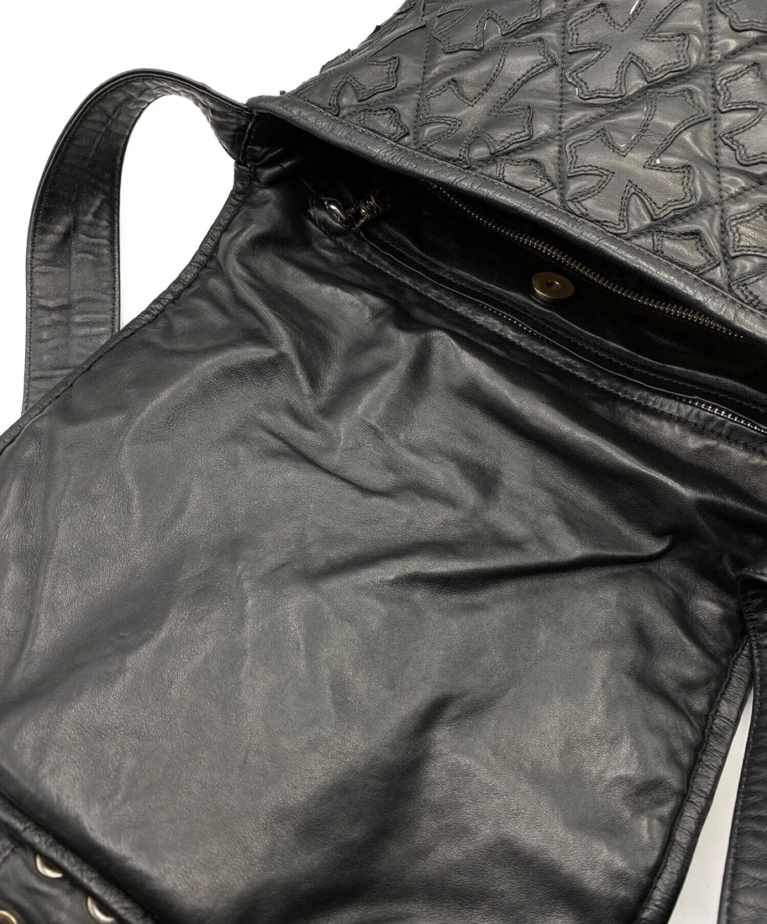 [Pre-owned] CHROME HEARTS G-Bender Cemetery Cross Patch Leather Bag