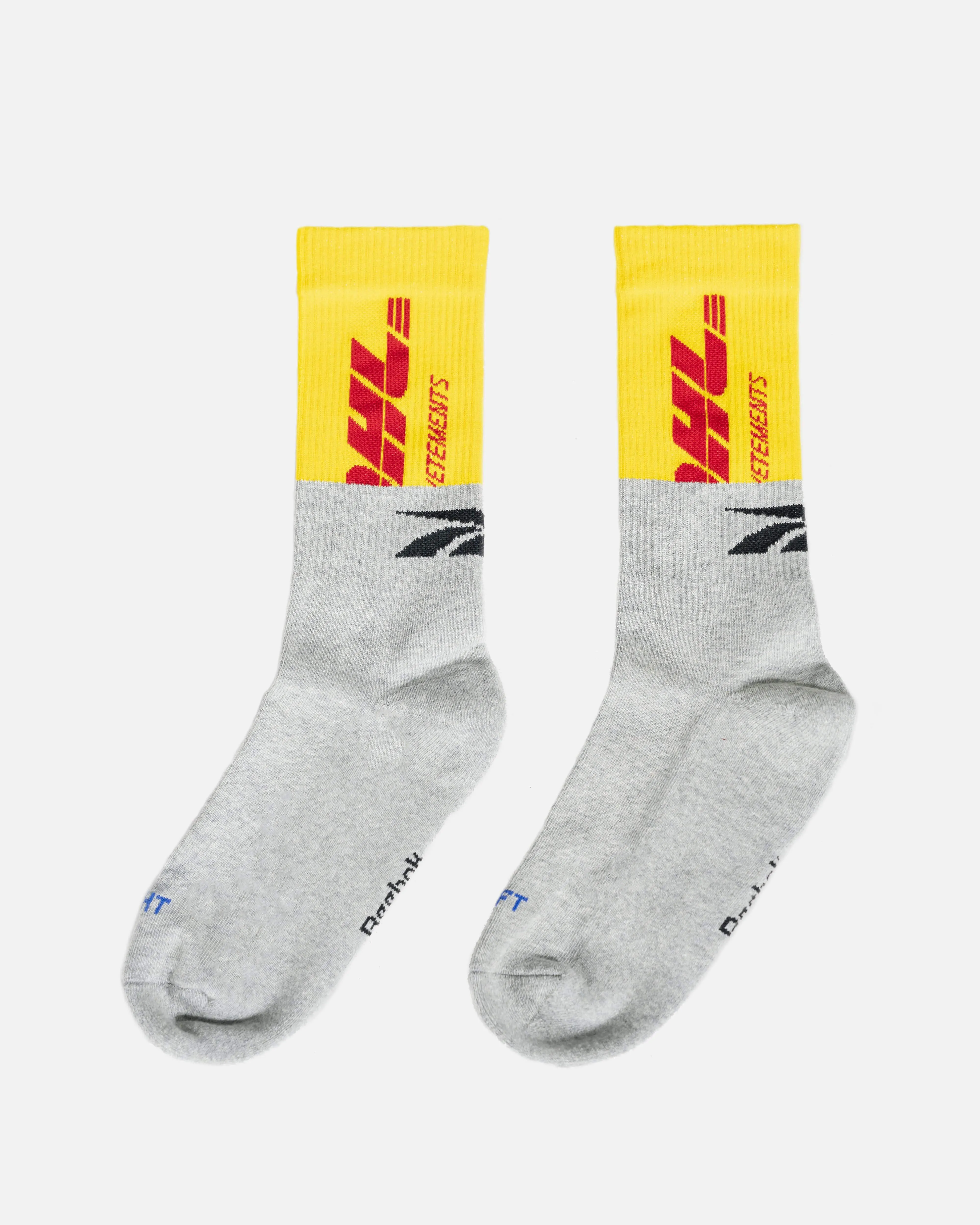 VETEMENTS DHL Cut-Up Socks in Yellow